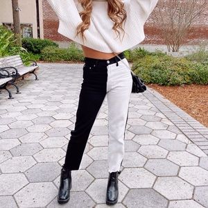 Shophopes Flip Side Jeans: Black/White
